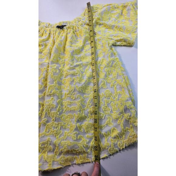 Zac & Rachel oversized boxy mixed media yellow textured summer blouse sz S EUC - Picture 6 of 7